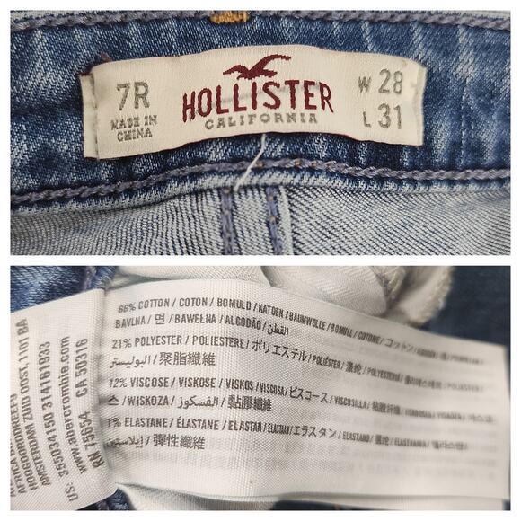 Vintage Y2k Hollister Jeans Womens 7R 28x31 Ripped Destroyed Straight Boot 2000s - Picture 16 of 16